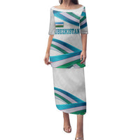 Uzbekistan Family Matching Puletasi and Hawaiian Shirt with Ribbon Wave Design - Wonder Print Shop