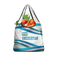 Uzbekistan Grocery Bag with Ribbon Wave Design - Wonder Print Shop