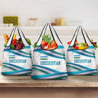 Uzbekistan Grocery Bag with Ribbon Wave Design - Wonder Print Shop