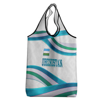 Uzbekistan Grocery Bag with Ribbon Wave Design - Wonder Print Shop