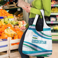 Uzbekistan Grocery Bag with Ribbon Wave Design - Wonder Print Shop