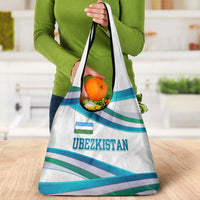 Uzbekistan Grocery Bag with Ribbon Wave Design - Wonder Print Shop