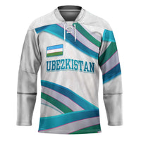 Uzbekistan Hockey Jersey with Ribbon Wave Design - Wonder Print Shop