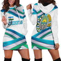 Uzbekistan Hoodie Dress with Ribbon Wave Design - Wonder Print Shop