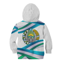 Uzbekistan Kid Hoodie with Ribbon Wave Design - Wonder Print Shop