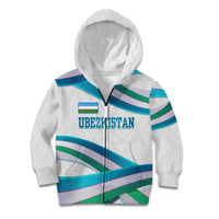 Uzbekistan Kid Hoodie with Ribbon Wave Design - Wonder Print Shop