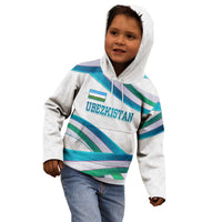 Uzbekistan Kid Hoodie with Ribbon Wave Design - Wonder Print Shop