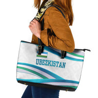Uzbekistan Leather Tote Bag with Ribbon Wave Design - Wonder Print Shop