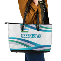 Uzbekistan Leather Tote Bag with Ribbon Wave Design - Wonder Print Shop