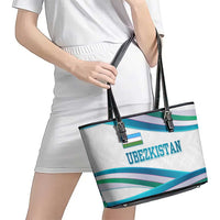 Uzbekistan Leather Tote Bag with Ribbon Wave Design - Wonder Print Shop