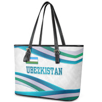 Uzbekistan Leather Tote Bag with Ribbon Wave Design - Wonder Print Shop