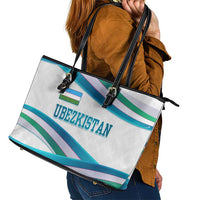Uzbekistan Leather Tote Bag with Ribbon Wave Design - Wonder Print Shop