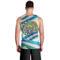Uzbekistan Men Tank Top with Ribbon Wave Design - Wonder Print Shop