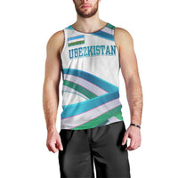 Uzbekistan Men Tank Top with Ribbon Wave Design - Wonder Print Shop
