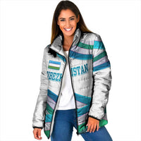 Uzbekistan Padded Jacket with Ribbon Wave Design - Wonder Print Shop