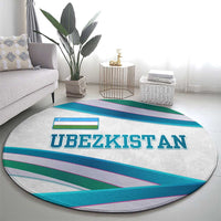 Uzbekistan Round Carpet with Ribbon Wave Design - Wonder Print Shop