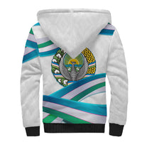 Uzbekistan Sherpa Hoodie with Ribbon Wave Design - Wonder Print Shop
