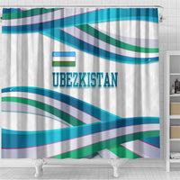 Uzbekistan Shower Curtain with Ribbon Wave Design - Wonder Print Shop