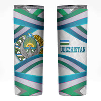 Uzbekistan Skinny Tumbler with Ribbon Wave Design - Wonder Print Shop
