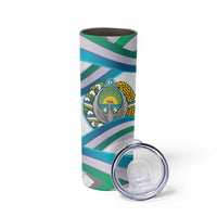 Uzbekistan Skinny Tumbler with Ribbon Wave Design - Wonder Print Shop