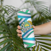 Uzbekistan Skinny Tumbler with Ribbon Wave Design - Wonder Print Shop
