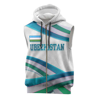 Uzbekistan Sleeveless Zip Hoodie with Ribbon Wave Design - Wonder Print Shop