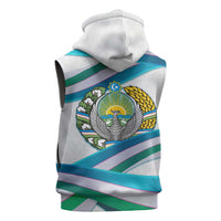 Uzbekistan Sleeveless Zip Hoodie with Ribbon Wave Design - Wonder Print Shop