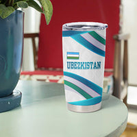 Uzbekistan Tumbler Cup with Ribbon Wave Design - Wonder Print Shop