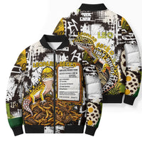 Leopard Gecko Bomber Puffer Jacket Tiny Dinosaur Department Funny Pest Control Graffiti