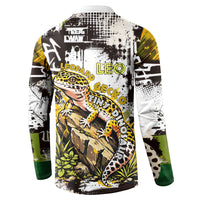 Leopard Gecko Button Sweatshirt Tiny Dinosaur Department Funny Pest Control Graffiti