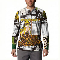 Leopard Gecko Button Sweatshirt Tiny Dinosaur Department Funny Pest Control Graffiti