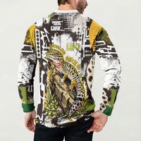 Leopard Gecko Button Sweatshirt Tiny Dinosaur Department Funny Pest Control Graffiti