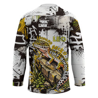 Leopard Gecko Hockey Jersey Tiny Dinosaur Department Funny Pest Control Graffiti