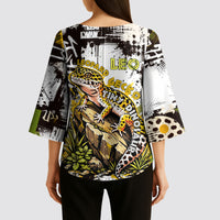 Leopard Gecko Kimono Sleeve Blouse Tiny Dinosaur Department Funny Pest Control Graffiti