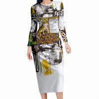 Leopard Gecko Long Sleeve Bodycon Dress Tiny Dinosaur Department Funny Pest Control Graffiti