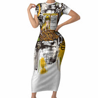 Leopard Gecko Short Sleeve Bodycon Dress Tiny Dinosaur Department Funny Pest Control Graffiti