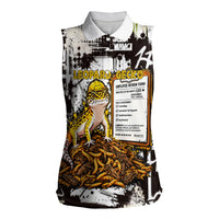 Leopard Gecko Women Sleeveless Polo Shirt Tiny Dinosaur Department Funny Pest Control Graffiti