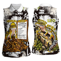 Leopard Gecko Women Sleeveless Polo Shirt Tiny Dinosaur Department Funny Pest Control Graffiti