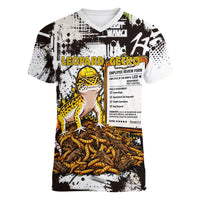 Leopard Gecko Women V-Neck T-Shirt Tiny Dinosaur Department Funny Pest Control Graffiti