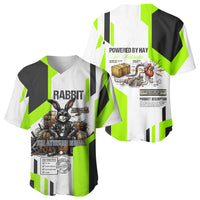Rabbit Powered By Hay And Attitude Baseball Jersey Funny Sarcastic Bunny Diagram Graphic Art