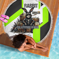 Rabbit Powered By Hay And Attitude Beach Blanket Funny Sarcastic Bunny Diagram Graphic Art