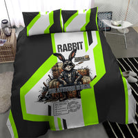 Rabbit Powered By Hay And Attitude Bedding Set Funny Sarcastic Bunny Diagram Graphic Art
