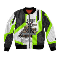 Rabbit Powered By Hay And Attitude Bomber Jacket Funny Sarcastic Bunny Diagram Graphic Art