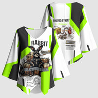 Rabbit Powered By Hay And Attitude Kimono Sleeve Blouse Funny Sarcastic Bunny Diagram Graphic Art