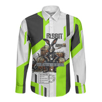 Rabbit Powered By Hay And Attitude Long Sleeve Button Shirt Funny Sarcastic Bunny Diagram Graphic Art