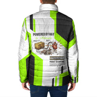 Rabbit Powered By Hay And Attitude Padded Jacket Funny Sarcastic Bunny Diagram Graphic Art