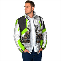 Rabbit Powered By Hay And Attitude Padded Jacket Funny Sarcastic Bunny Diagram Graphic Art