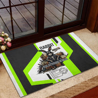 Rabbit Powered By Hay And Attitude Rubber Doormat Funny Sarcastic Bunny Diagram Graphic Art