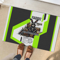 Rabbit Powered By Hay And Attitude Rubber Doormat Funny Sarcastic Bunny Diagram Graphic Art