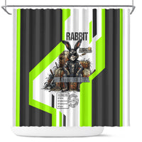 Rabbit Powered By Hay And Attitude Shower Curtain Funny Sarcastic Bunny Diagram Graphic Art